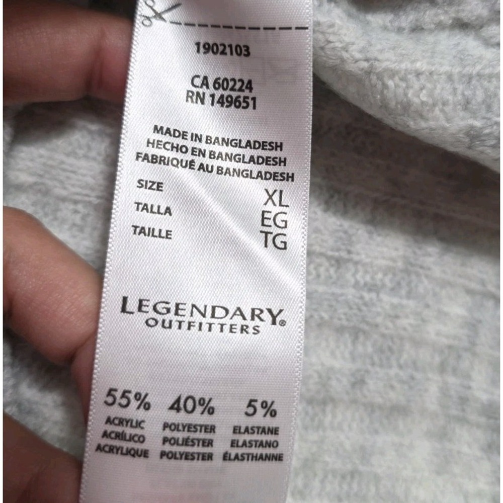 Legendary Outfitters XL Cozy Cable Knit Sweater Gray Soft Pullover NWT - Picture 9 of 10